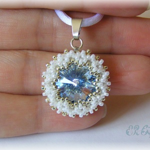 Fehér-ezüst-kék Swarovski nyaklánc - Meska.hu