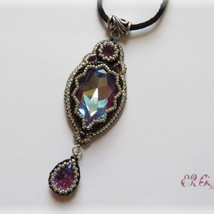 Lila - ezüst- fekete Swarovski nyaklánc - ékszer - nyaklánc - medálos nyaklánc - Meska.hu