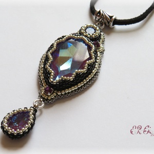 Lila - ezüst- fekete Swarovski nyaklánc - ékszer - nyaklánc - medálos nyaklánc - Meska.hu