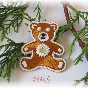 Gyöngyhímzett mézeskalács maci - ékszer - nyaklánc - medál - Meska.hu