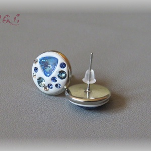 Valami kék, ékszergyurma fülbevaló Swarovski kristályokkal - ékszer - fülbevaló - pötty fülbevaló - Meska.hu