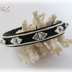 Fekete - ezüst hímzett karpánt  - ékszer - karkötő - karperec - Meska.hu