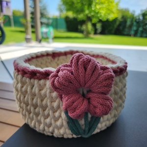 Horgolt kosár - otthon & életmód - tárolás & rendszerezés - tárolókosár - Meska.hu