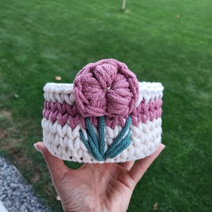 Horgolt kosár - otthon & életmód - tárolás & rendszerezés - tárolókosár - Meska.hu