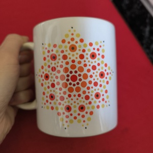 Sárga és piros mandala bögre - otthon & életmód - konyhafelszerelés, tálalás - tálalás - bögre & csésze - Meska.hu