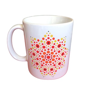 Sárga és piros mandala bögre - otthon & életmód - konyhafelszerelés, tálalás - tálalás - bögre & csésze - Meska.hu