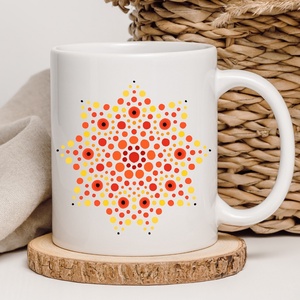 Sárga és piros mandala bögre, Otthon & Életmód, Konyhafelszerelés, tálalás, Tálalás, Bögre & Csésze, , MESKA