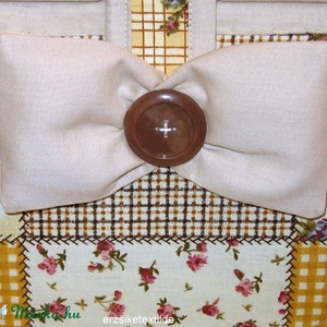 Kézimunka-  vagy  varrókosár  sárga-viágosbarna-rózsás patchwork  mintás anyagból -  - Meska.hu