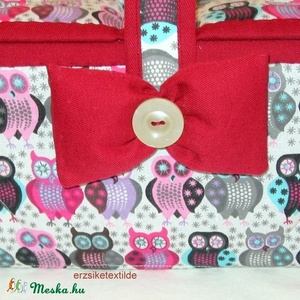 Kézimunka-  vagy varrókosár baglyos anyagból -  - Meska.hu