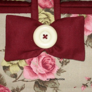 Varró- vagy kézimunka kosár bézs alapon rózsás -  - Meska.hu