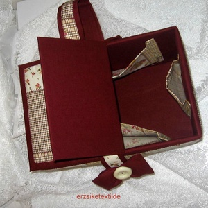 Kézimunka-  vagy  varrókosár  sárga-viágosbarna-apró virágos, rózsás patchwork  mintás anyagból -  - Meska.hu