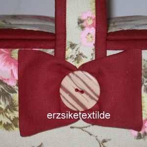 Varró- vagy kézimunka kosár bézs alapon rózsás -  - Meska.hu