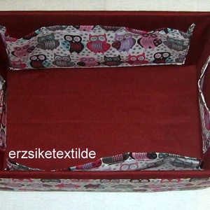 Kézimunka-  vagy varrókosár baglyos anyagból -  - Meska.hu