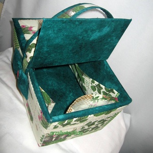 Kézimunka-  vagy  varróeszköztartó kosár  fűszer növényekkel dísztített anyagból (Varrókosár) - otthon & életmód - lakástextil - varrókellék - Meska.hu