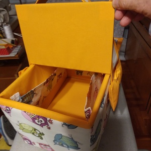 Varrókosár baglyos anyagból  - otthon & életmód - dekoráció - asztal és polc dekoráció - asztaldísz - Meska.hu