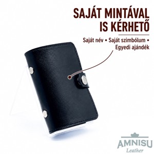 Egyedi mintával festett fekete álló bőr igazolványtartó - Meska.hu