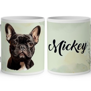 Névvel kérhető - Fekete francia bulldog portré mintás bögre, Otthon & Életmód, Konyhafelszerelés, tálalás, Tálalás, Bögre & Csésze, , MESKA
