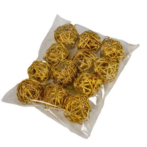 Vesszőlabda 4 cm-es 12 db - metál arany, Kellékek & szerszámok, Dekorációs kellékek, Vesszőlabda, , MESKA