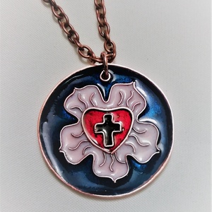 Luther-rózsa  -tűzzománc medál - ékszer - nyaklánc - medál - Meska.hu