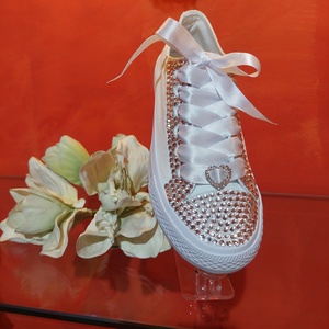 Esküvői, Menyasszonyi Fehér 38 Kristályköves Tornacipő  - esküvő - cipő és cipőklipsz - Meska.hu