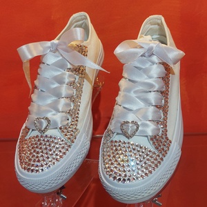 Esküvői, Menyasszonyi Fehér 38 Kristályköves Tornacipő  - esküvő - cipő és cipőklipsz - Meska.hu