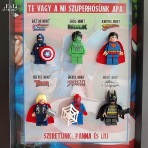 Apák napja Lego szuperhős figurás kép, Apa, Papa , Otthon & Életmód, Dekoráció, Dísztárgy, Fotó, grafika, rajz, illusztráció, MESKA