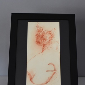 Macska rajz vörös művészceruzával - művészet - grafika & illusztráció - ceruzarajz - Meska.hu