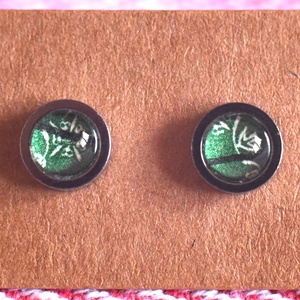 Zöld bélyeg fülbevaló, Ékszer, Fülbevaló, Pötty fülbevaló, Ékszerkészítés, Papírművészet, MESKA