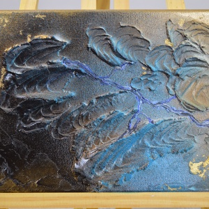 Kék Duna keringő c. absztrakt festmény vásznon, 24x18cm, Művészet, Festmény, Festmény vegyes technika, Festészet, MESKA