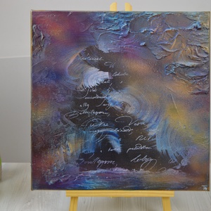 Balcsillagom c. absztrakt festmény, vásznon - 40x40cm, Művészet, Festmény, Festmény vegyes technika, Festészet, MESKA