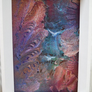 Lélek-zet  visszatérés c. absztrakt festmény, keretben - 12x17cm, Művészet, Festmény, Festmény vegyes technika, Festészet, MESKA