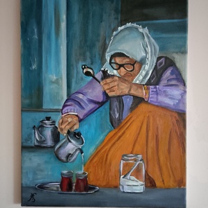 Olajfestmény - Tea time II. (2019.) - művészet - festmény - olajfestmény - Meska.hu