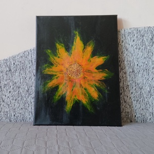 Akril Fluid Art - Napraforgó (2022.) - művészet - festmény - akril - Meska.hu