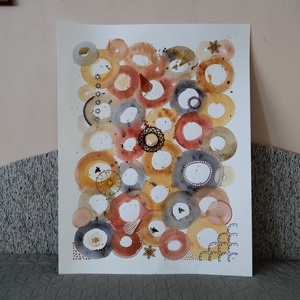 Akvarell - Lélektér - Ritmus (2025.), Művészet, Festmény, Akvarell, Festészet, Hímzés, MESKA