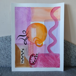 Akvarell - Lélektér - Belső fény (2025.), Művészet, Festmény, Akvarell, Festészet, Hímzés, MESKA