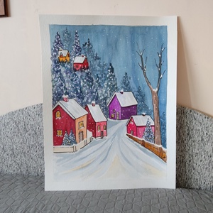 Akvarell - Hóesésben (2026.) - művészet - festmény - akvarell - Meska.hu