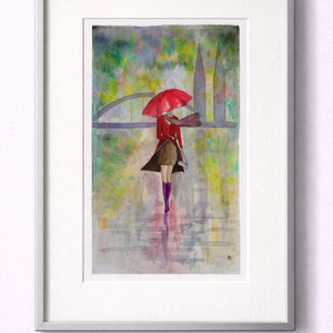 Akvarell - Szegedi zápor (2026.), Művészet, Festmény, Akvarell, Festészet, MESKA