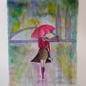 Akvarell - Szegedi zápor (2026.) - művészet - festmény - akvarell - Meska.hu