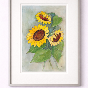 Akvarell - Napraforgók (2026.) - művészet - festmény - akvarell - Meska.hu