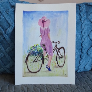 Akvarell - Bicajjal hazafelé (2026.) - Meska.hu