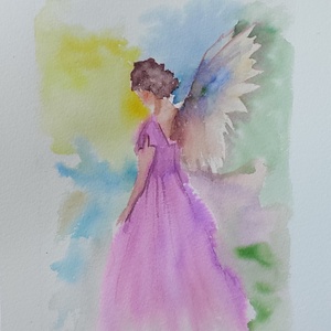 Akvarell - Angyal (2026.) - művészet - festmény - akvarell - Meska.hu