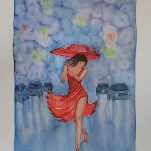 Akvarell - Nyári zápor (2026.) - művészet - festmény - akvarell - Meska.hu