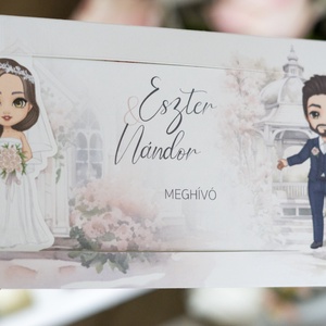Rózsaszín kihúzható esküvői meghívó - esküvő - meghívó & kártya - meghívó - Meska.hu