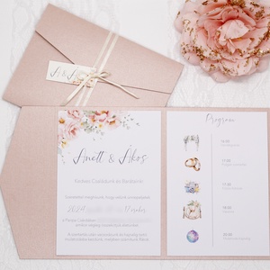 Rose gold borítékba hajtott esküvői meghívó - esküvő - meghívó & kártya - meghívó - Meska.hu