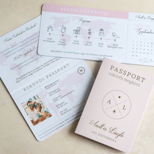 Passport esküvői meghívó - rózsaszín - Meska.hu
