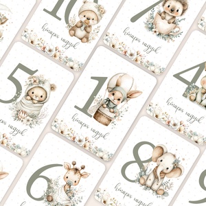 Erdei állatos Baba Mérföldkő Kártyák, Baba - mama, Babafotózás, Baba mérföldkő kártyák, Fotó, grafika, rajz, illusztráció, MESKA