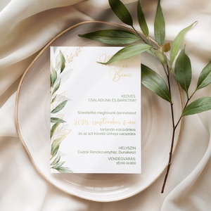 Glimmer and Green � esküvői meghívó, Esküvő, Meghívó & Kártya, Meghívó, Fotó, grafika, rajz, illusztráció, Papírművészet, MESKA