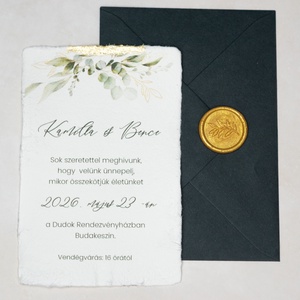 Golden Greenery � aranyozott esküvői meghívó, Esküvő, Meghívó & Kártya, Meghívó, Fotó, grafika, rajz, illusztráció, Papírművészet, MESKA