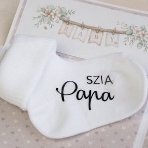 Baba bejelentő zokni - baba - mama - babaemlékek - bababejelentők - Meska.hu