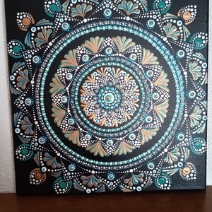 Kék és ezüst mandala, Művészet, Festmény, Festmény vegyes technika, Festészet, MESKA